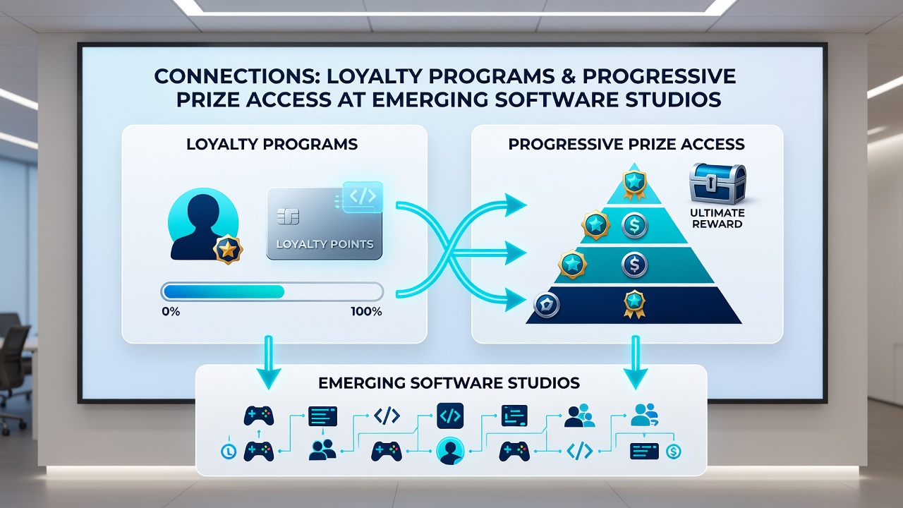 Darstellung von Datenflüssen zwischen Treuepunkten und Jackpot-Zugriff in Software-Studios