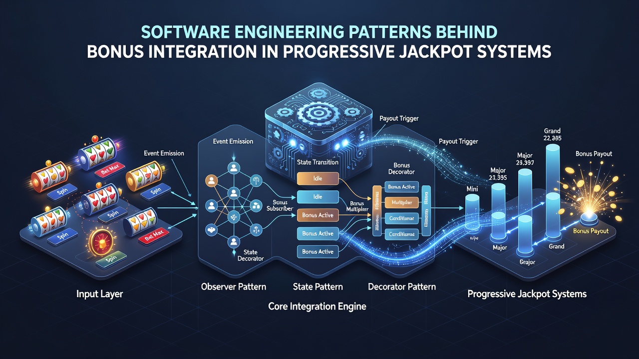 Technische Darstellung der Integration von Bonusmechanismen in Jackpot-Architekturen mit Pattern-Beispielen