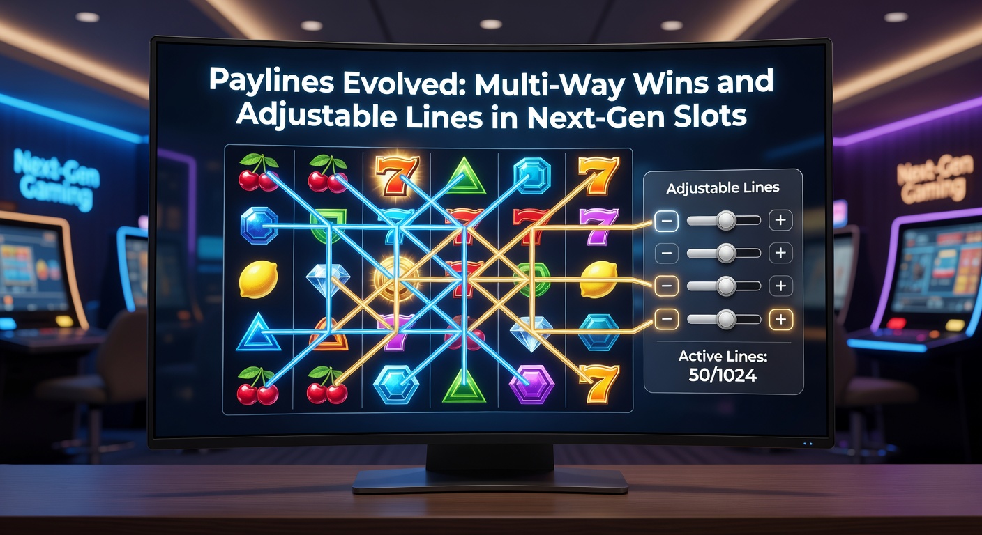 Screenshot eines Next-Gen-Slots mit anpassbaren Gewinnlinien und Multi-Way-Aktivierung, inklusive Walzen mit variabler Höhe